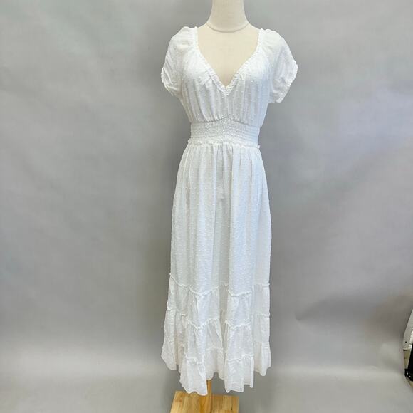 Betsey Johnson Cotton Clip Dot Sweetheart Smocked Midi Dress Size Medium Cottage - Picture 15 of 15